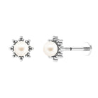 Arisha Jewels-Natural Freshwater Pearl Solitaire Cartilage Earring in Beaded Frame