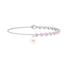 Arisha Jewels-Freshwater Pearl Charm Bracelet with Pink Sapphire