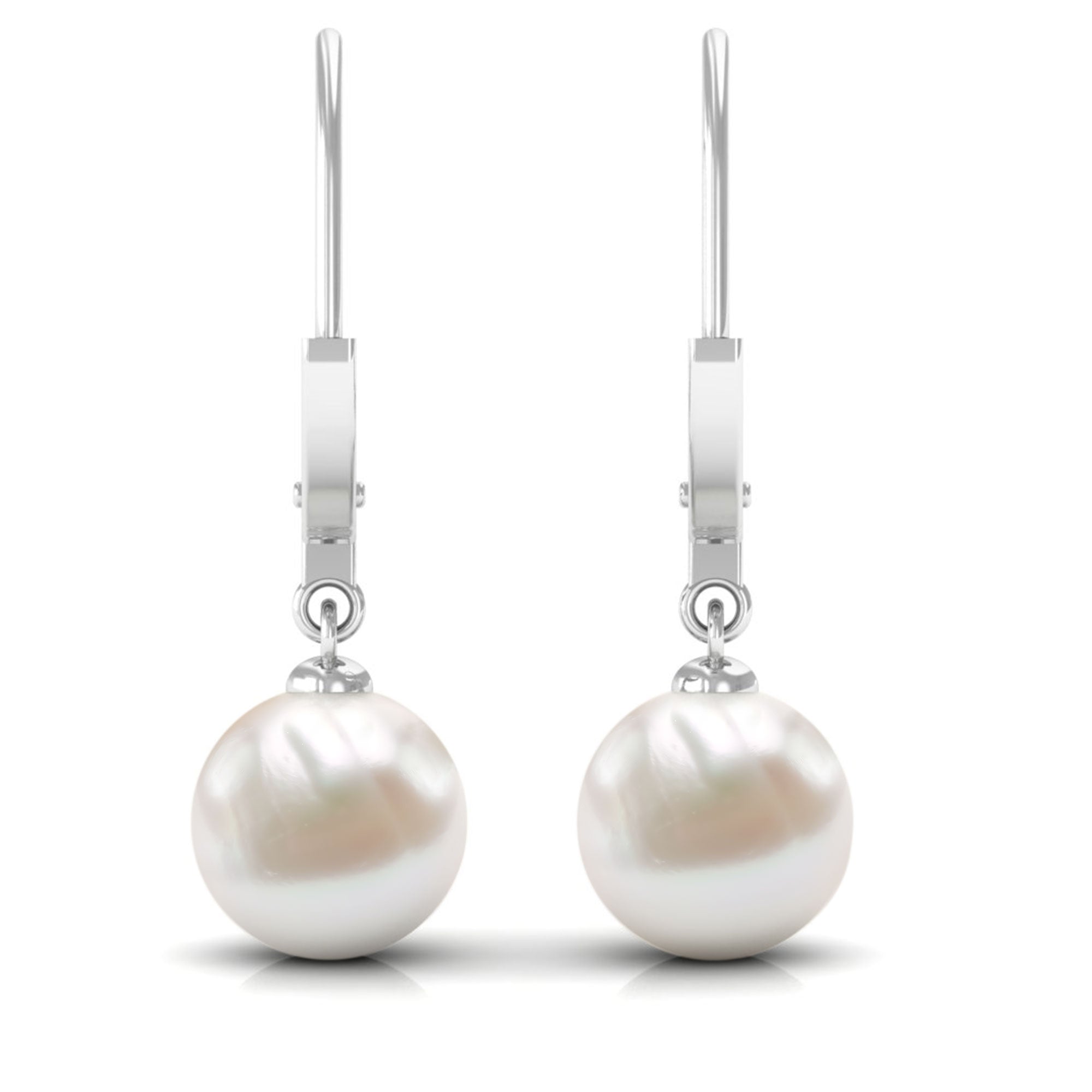 Arisha Jewels-White Pearl Drop Earrings with Lever Back Closure