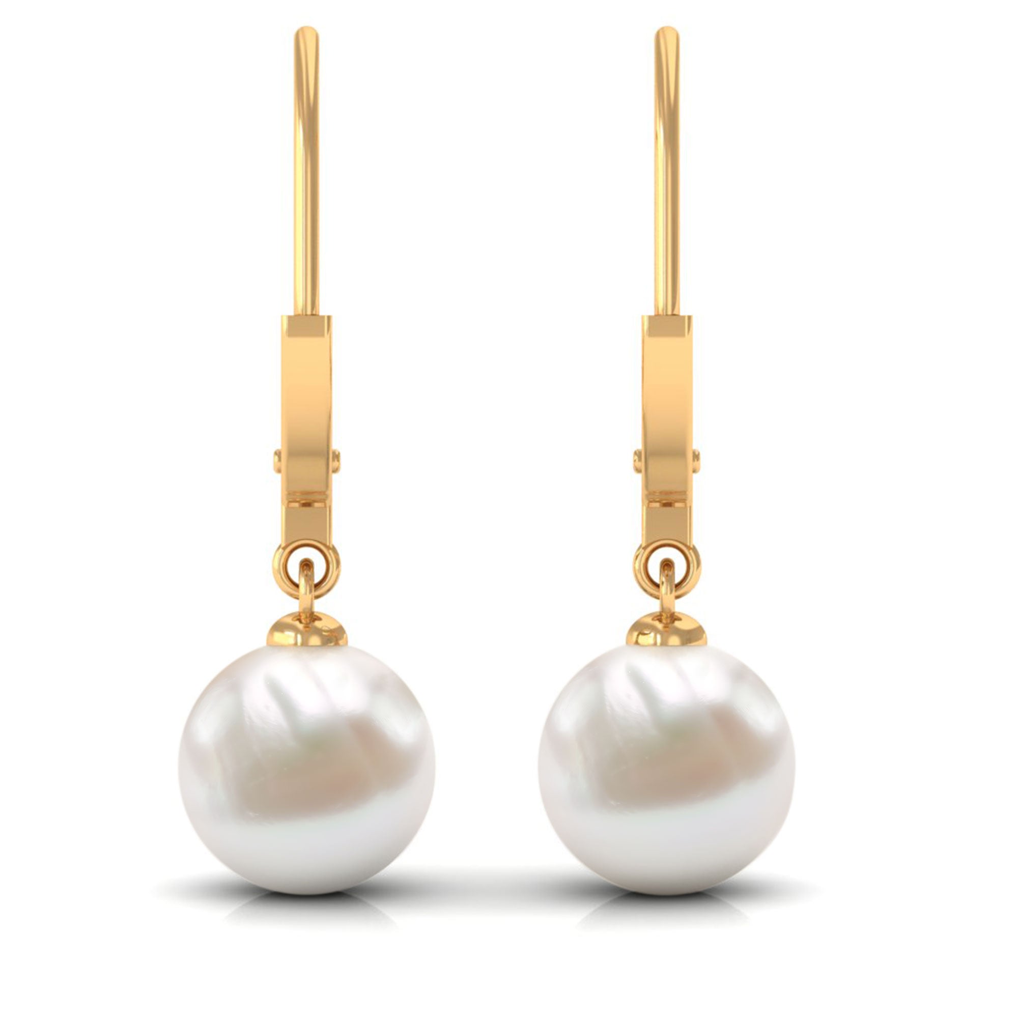 Arisha Jewels-White Pearl Drop Earrings with Lever Back Closure