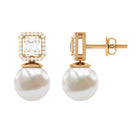 Arisha Jewels-Classic Freshwater Pearl Drop Earrings with Diamond