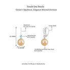 South Sea Pearl Drop Earrings with Aquamarine and Diamond South Sea Pearl-AAAA Quality - Arisha Jewels