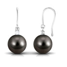 Arisha Jewels-Solitaire Tahitian Pearl Drop Earrings with Diamond