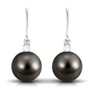 Arisha Jewels-Solitaire Tahitian Pearl Drop Earrings with Diamond