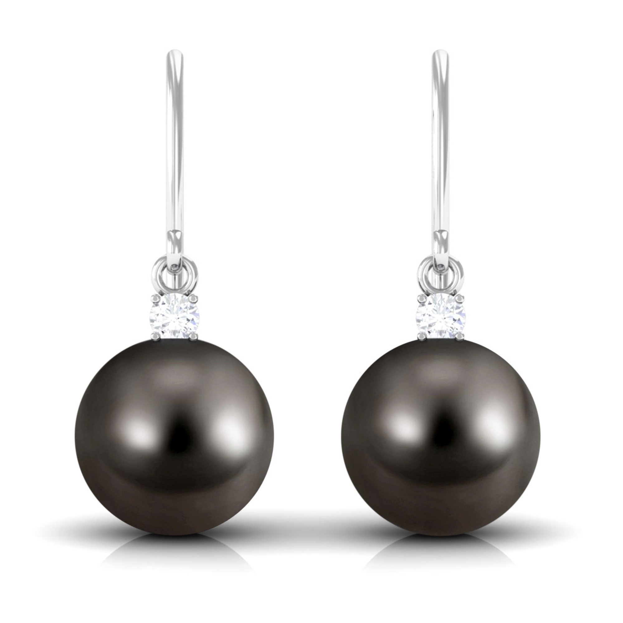 Arisha Jewels-Solitaire Tahitian Pearl Drop Earrings with Diamond