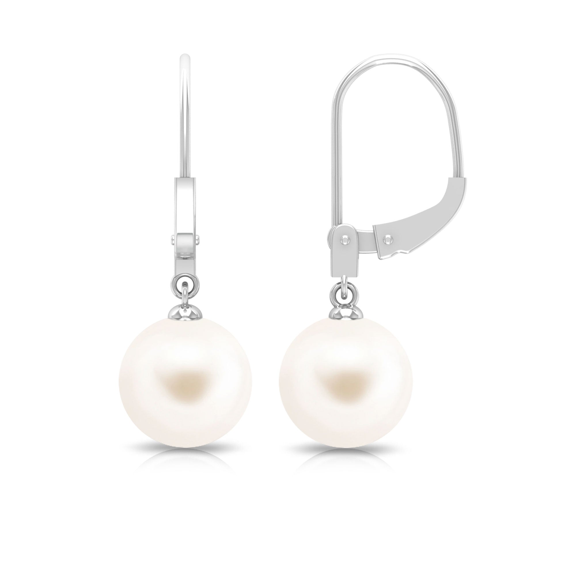 Arisha Jewels-White Pearl Drop Earrings with Lever Back Closure