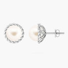 Twisted Rope Framed Pearl Solitaire Stud Earrings Freshwater Pearl - ( AAA ) - Quality 92.5 Sterling Silver - Arisha Jewels