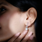 Freshwater Pearl Drop Earrings with Leaf Freshwater Pearl - ( AAA ) - Quality 92.5 Sterling Silver - Arisha Jewels