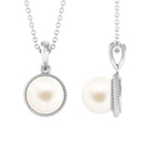 Arisha Jewels-Freshwater Pearl Solitaire Pendant in Twisted Rope Frame