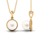 Arisha Jewels-Freshwater Pearl Solitaire Pendant in Twisted Rope Frame