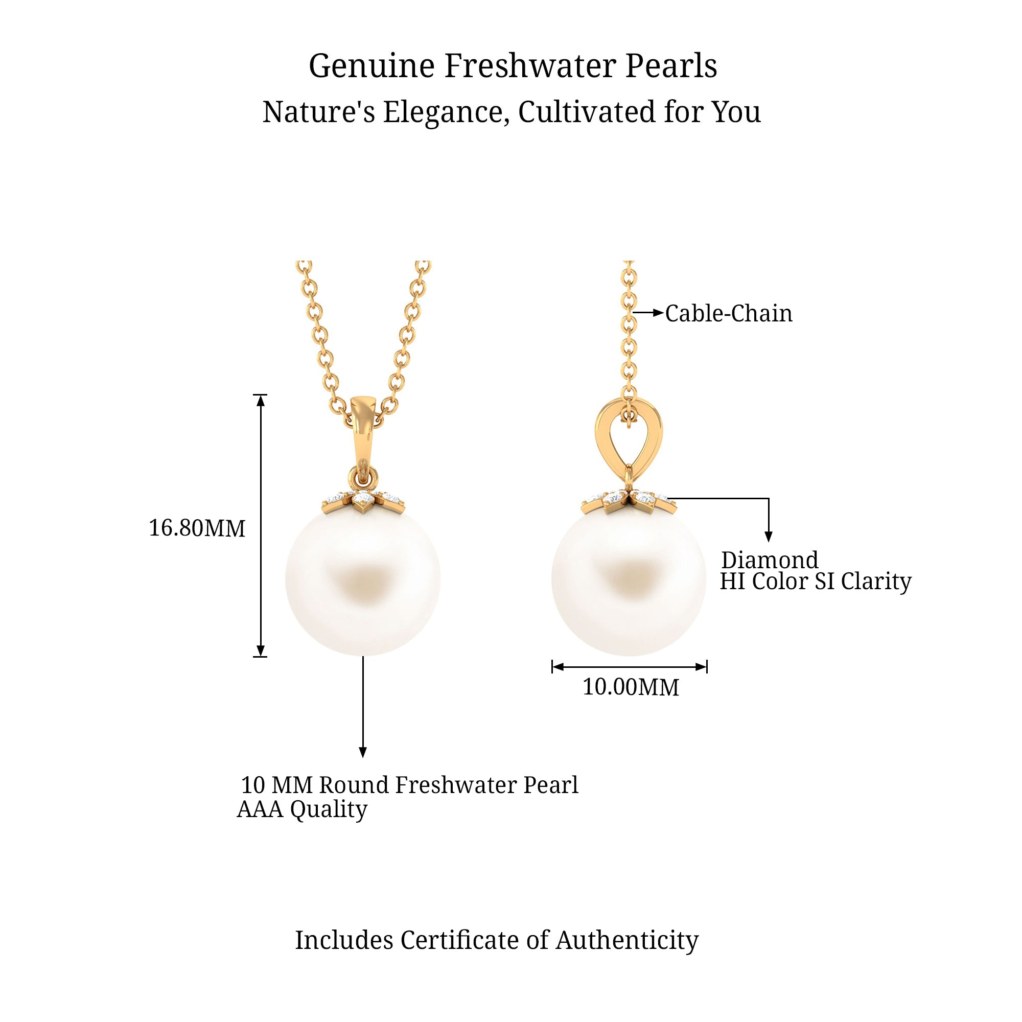 Arisha Jewels-Handpicked Freshwater Pearl Drop Pendant with Diamond