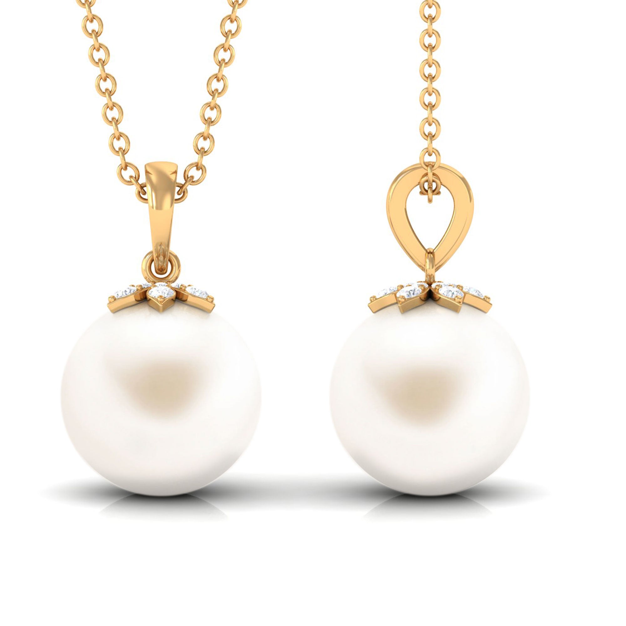 Arisha Jewels-Handpicked Freshwater Pearl Drop Pendant with Diamond