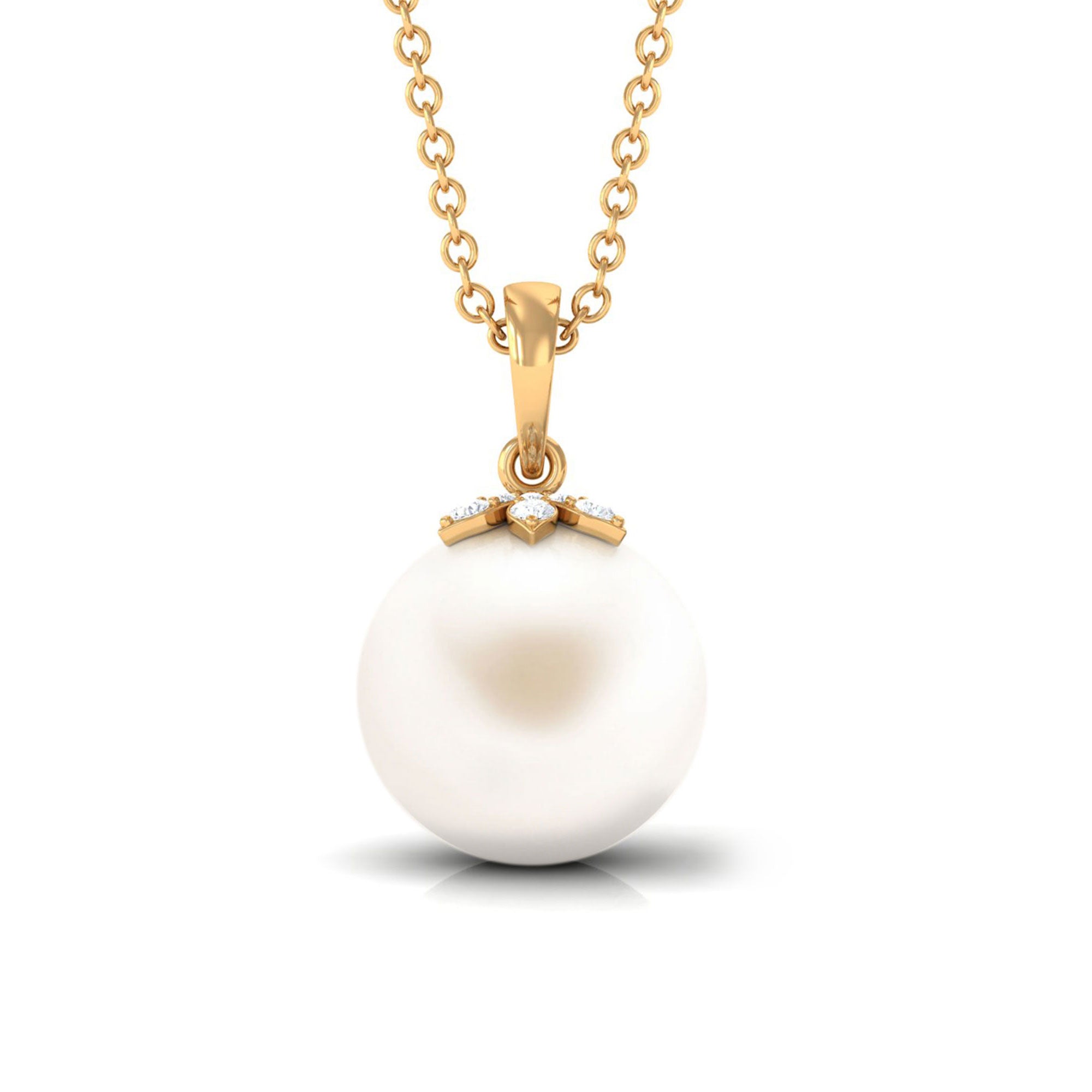 Arisha Jewels-Handpicked Freshwater Pearl Drop Pendant with Diamond