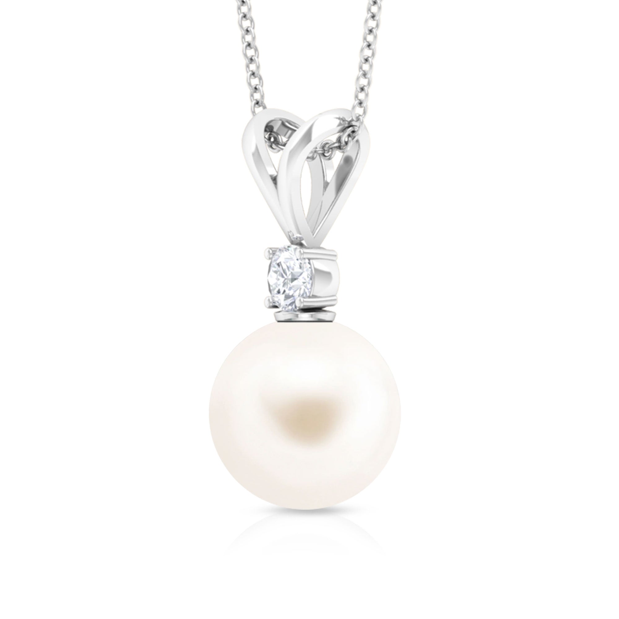 Arisha Jewels-Handpicked White Pearl Drop Pendant Necklace with Diamond