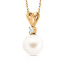 Arisha Jewels-Handpicked White Pearl Drop Pendant Necklace with Diamond