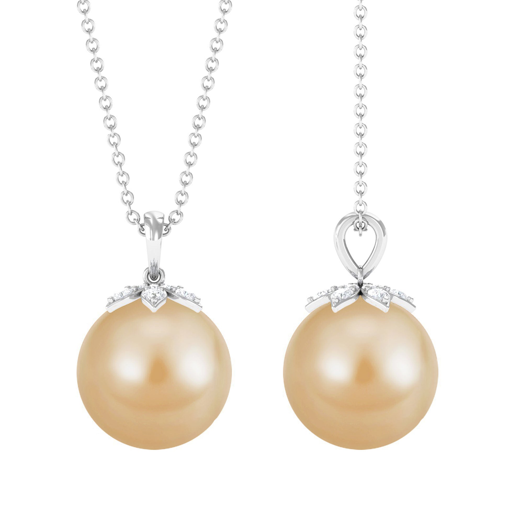 Arisha Jewels-12 MM Round South Sea Pearl Drop Pendant Necklace