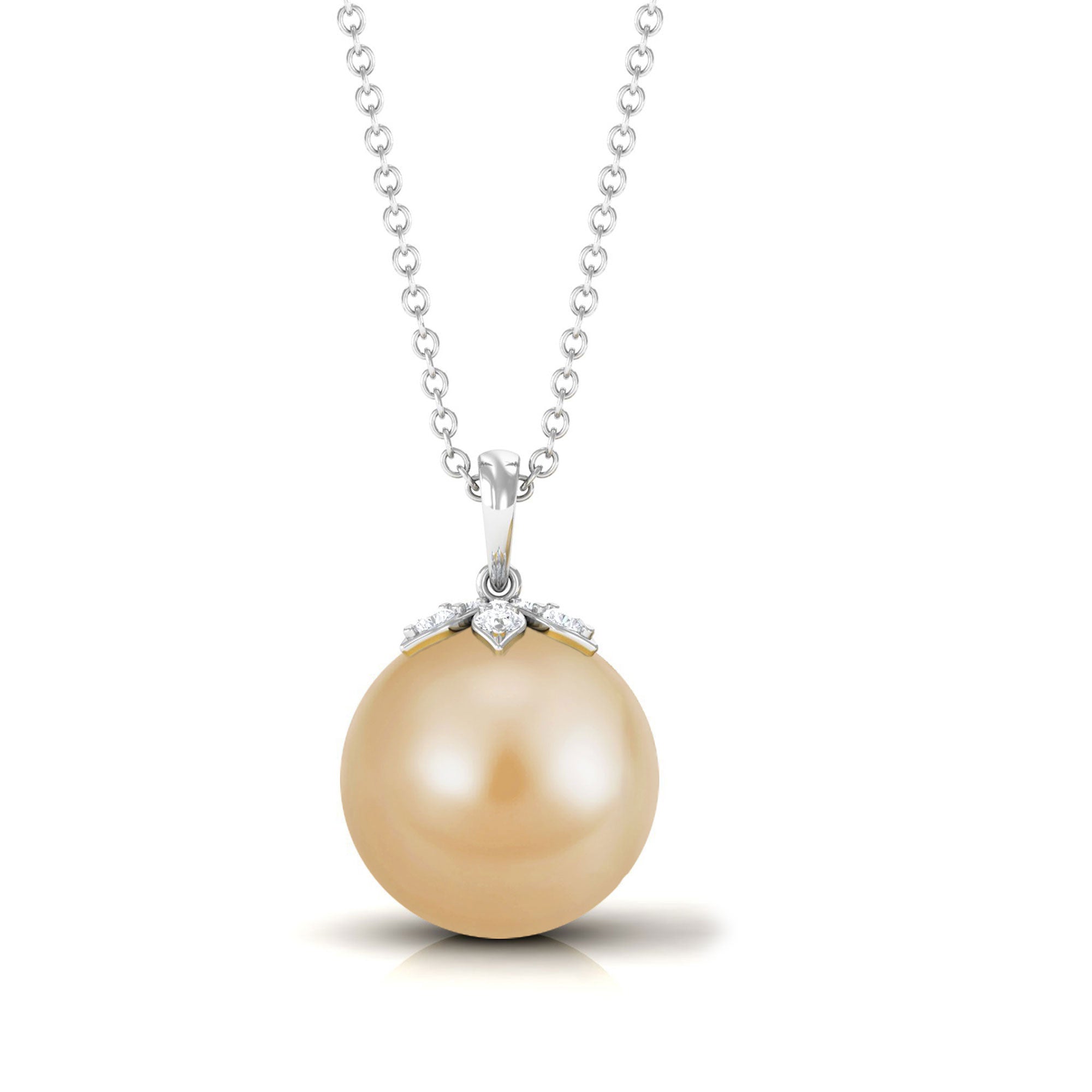 Arisha Jewels-12 MM Round South Sea Pearl Drop Pendant Necklace