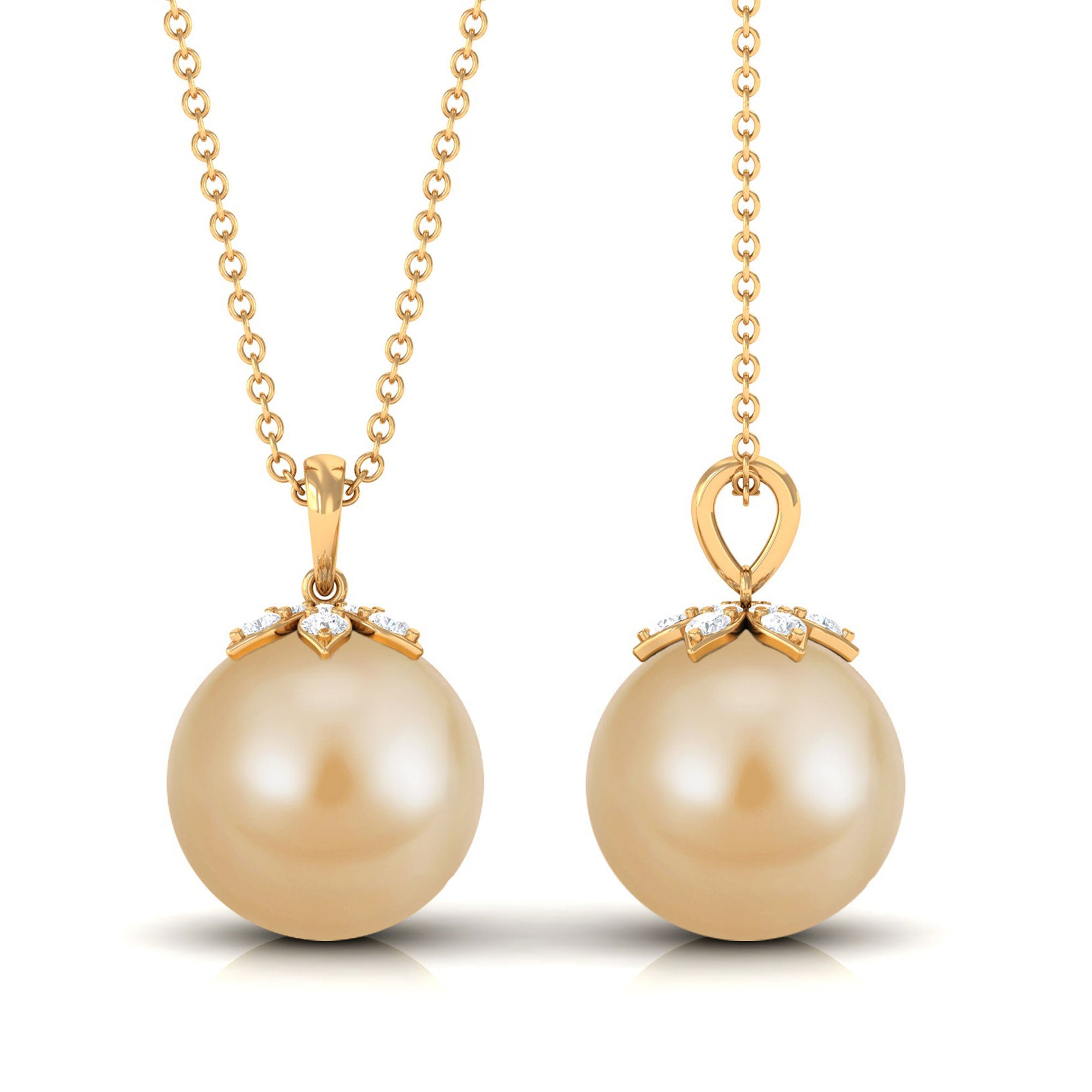 Arisha Jewels-12 MM Round South Sea Pearl Drop Pendant Necklace