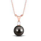 Arisha Jewels-Tahitian Black Pearl Solitaire Pendant Necklace with Diamond