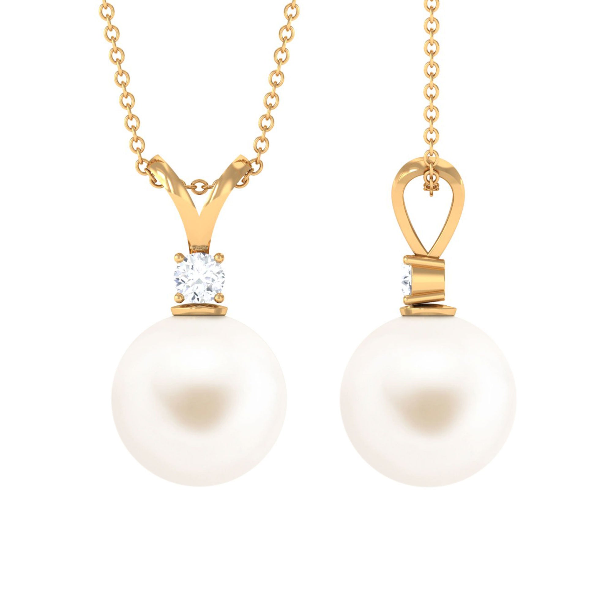 Arisha Jewels-Handpicked White Pearl Drop Pendant Necklace with Diamond