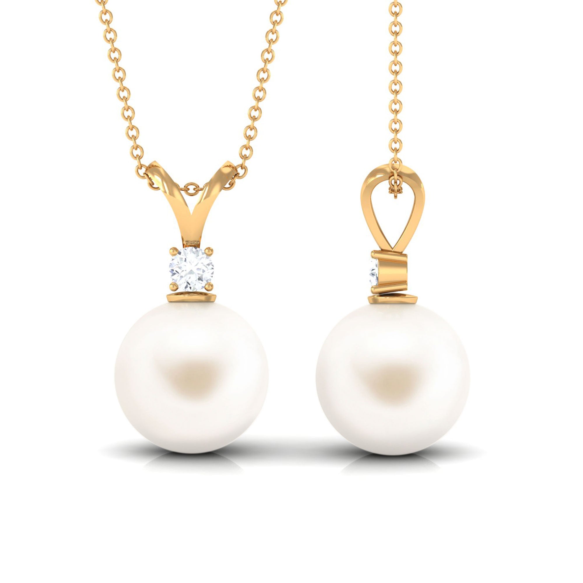 Arisha Jewels-Handpicked White Pearl Drop Pendant Necklace with Diamond