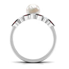 Arisha Jewels-Minimal Pearl Solitaire Ring Set with Garnet and Diamond