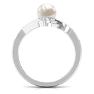 Arisha Jewels-Solitaire Freshwater Pearl Bypass Ring with Diamond