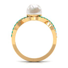 Solitaire Freshwater Pearl Infinity Ring with Emerald and Diamond Freshwater Pearl-AAAA Quality - Arisha Jewels