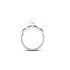 Arisha Jewels-Minimal Pearl Solitaire Ring Set with Garnet and Diamond