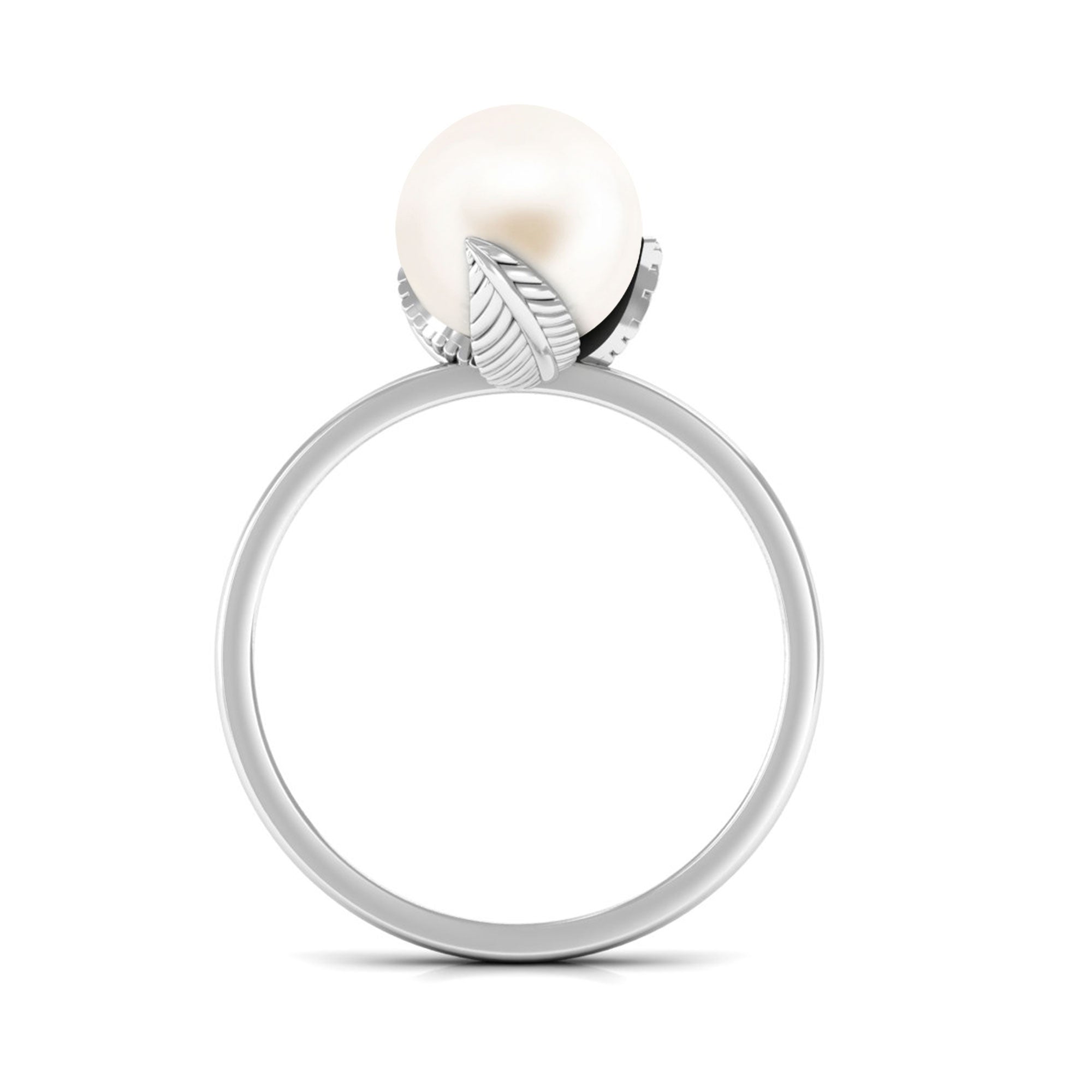 Arisha Jewels-Solitaire Freshwater Pearl Leaf Ring