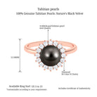 Arisha Jewels-Tahitian Pearl Halo Engagement Ring with Diamond