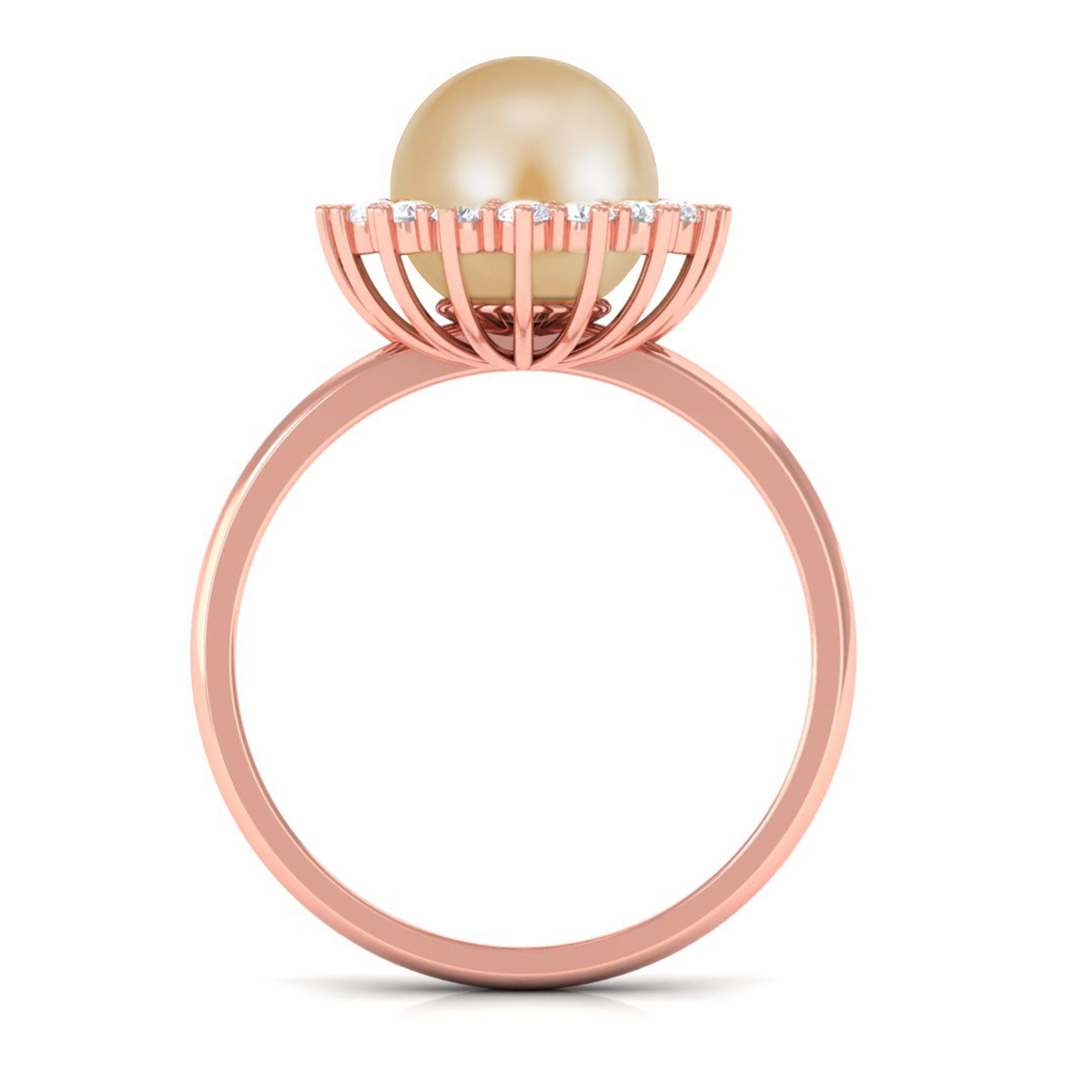 Arisha Jewels-South Sea Pearl Halo Engagement Ring with Diamond