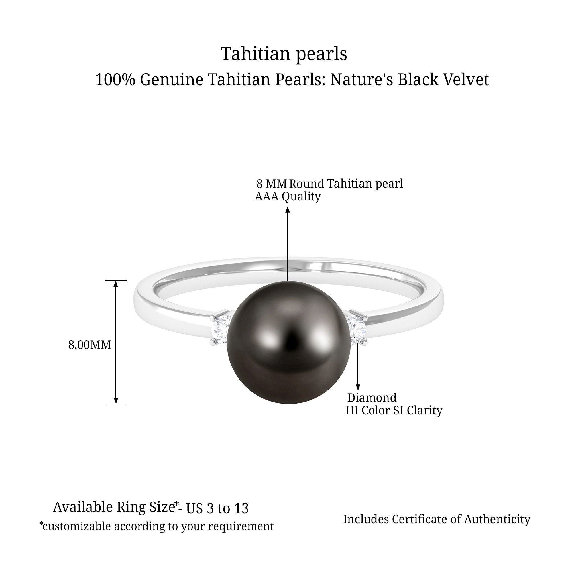 Arisha Jewels-Minimal Tahitian Pearl Solitaire Promise Ring