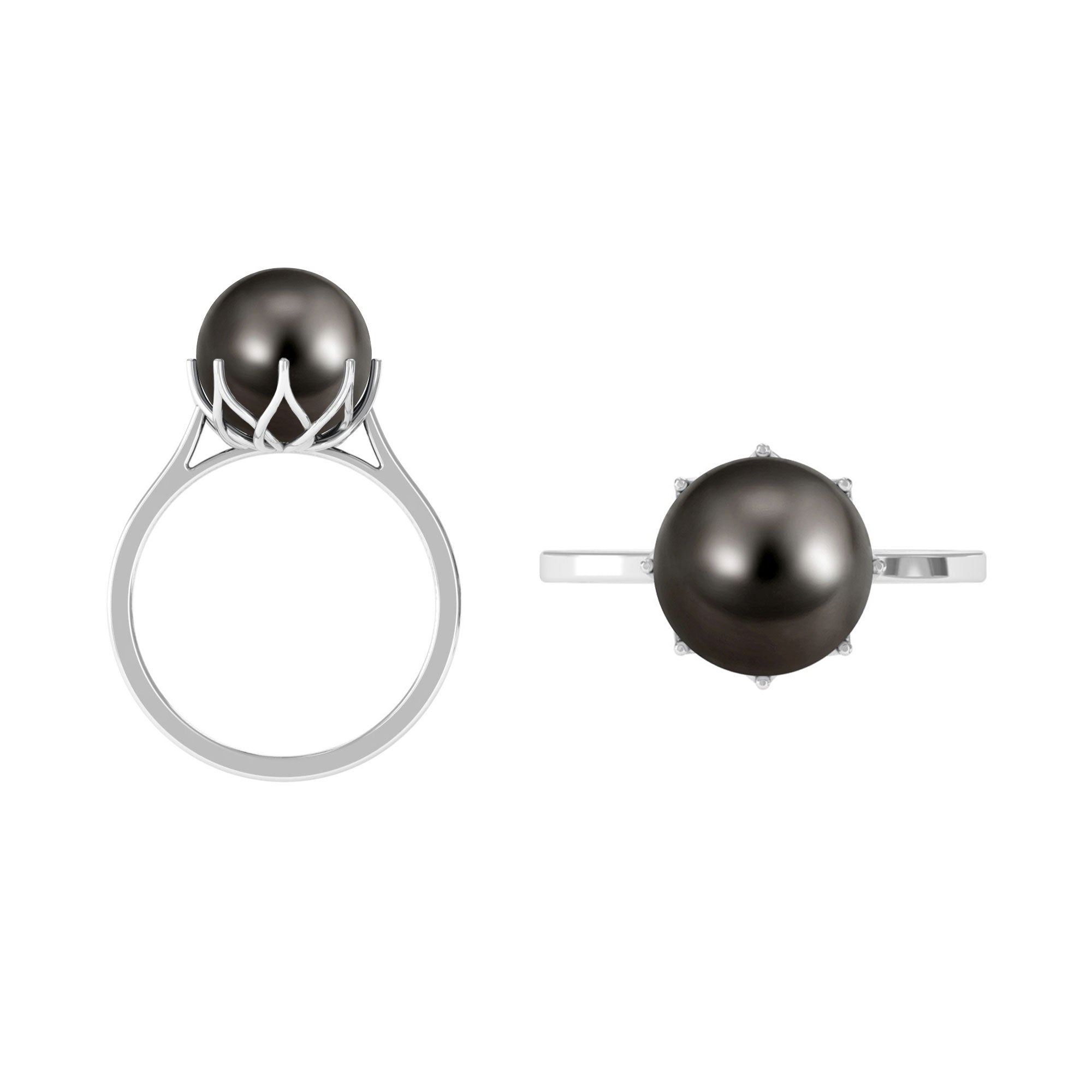 Arisha Jewels-Simple Black Tahitian Pearl Solitaire Ring