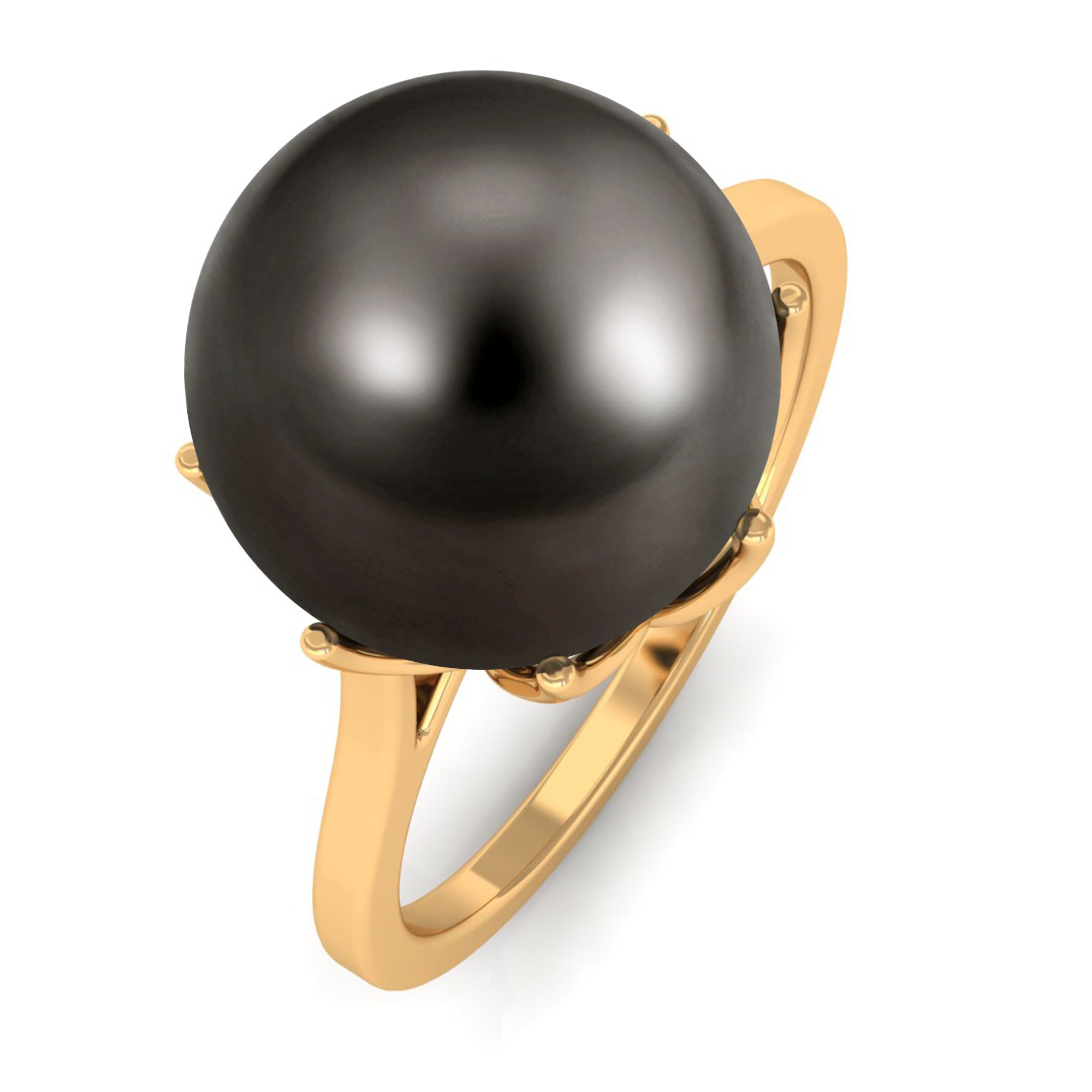 Arisha Jewels-Simple Black Tahitian Pearl Solitaire Ring