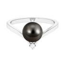 Arisha Jewels-Round Tahitian Black Pearl Solitaire Promise Ring