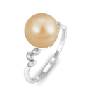 Arisha Jewels-Nature Inspired South Sea Pearl Solitaire Ring with Diamond