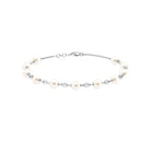 Simple Freshwater Pearl Chain Bracelet with Diamond Freshwater Pearl-AAAA Quality - Arisha Jewels