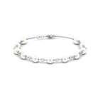 Simple Freshwater Pearl Chain Bracelet with Diamond Freshwater Pearl-AAAA Quality - Arisha Jewels