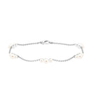 White Freshwater Pearl Station Chain Bracelet Freshwater Pearl-AAAA Quality - Arisha Jewels