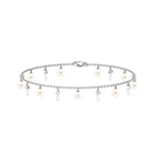 White Freshwater Pearl Bracelet with Diamond Key Charms Freshwater Pearl-AAAA Quality - Arisha Jewels