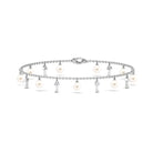 White Freshwater Pearl Bracelet with Diamond Key Charms Freshwater Pearl-AAAA Quality - Arisha Jewels