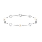 Minimal Freshwater Pearl Station Chain Bracelet with Diamond Freshwater Pearl-AAAA Quality - Arisha Jewels