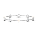 Minimal Freshwater Pearl Station Chain Bracelet with Diamond Freshwater Pearl-AAA Quality - Arisha Jewels