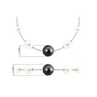 Black and White Pearl Station Chain Bracelet Tahitian pearl-AAA Quality - Arisha Jewels