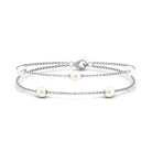 White Freshwater Pearl Double Chain Bracelet Freshwater Pearl-AAA Quality - Arisha Jewels