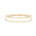 White Freshwater Pearl Double Chain Bracelet Freshwater Pearl-AAA Quality - Arisha Jewels