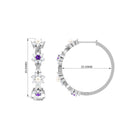 Floral Pearl Hoop Earrings with Amethyst and Diamond Freshwater Pearl-AAAA Quality - Arisha Jewels