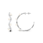 Designer Freshwater Pearl Half Hoop Earrings with Diamond Freshwater Pearl-AAAA Quality - Arisha Jewels