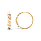 Minimal Freshwater Pearl and Diamond Hoop Earrings Freshwater Pearl-AAAA Quality - Arisha Jewels